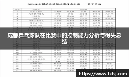 成都乒乓球队在比赛中的控制能力分析与得失总结