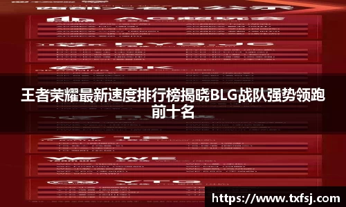 王者荣耀最新速度排行榜揭晓BLG战队强势领跑前十名